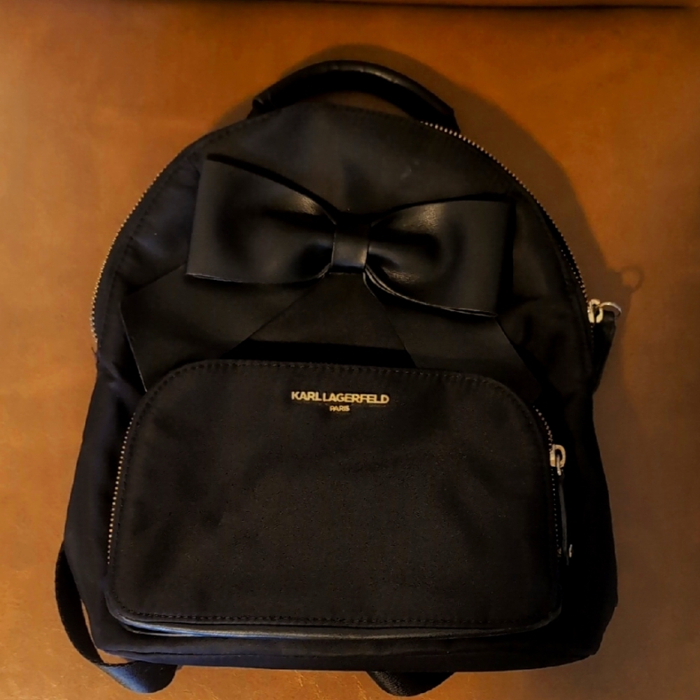 Karl Lagerfeld Black Backpack with Bow